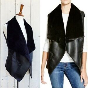 BLANK NYC Black Faux Fur Leather Vest Size S